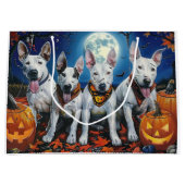Grand Sac Cadeau Bull Terrier Halloween Éffrayant (Devant)