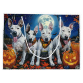 Grand Sac Cadeau Bull Terrier Halloween Éffrayant (Dos)