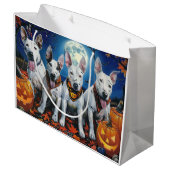 Grand Sac Cadeau Bull Terrier Halloween Éffrayant (Dos Angle)
