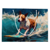 Grand Sac Cadeau Bull Terrier Plage Surf Peinture (Dos)