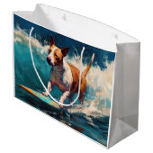 Grand Sac Cadeau Bull Terrier Plage Surf Peinture (Dos Angle)