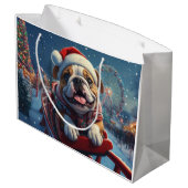 Grand Sac Cadeau Bulldog Roller Dessous de verre Noël (Dos Angle)