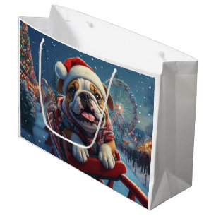 Grand Sac Cadeau Bulldog Roller Dessous de verre Noël