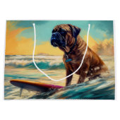 Grand Sac Cadeau Bullmastiff Beach Surfing Peinture (Devant)