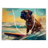 Grand Sac Cadeau Bullmastiff Beach Surfing Peinture (Dos)