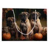 Grand Sac Cadeau Bullmastiff Chiot Automne Citrouille de plaisir (Dos)