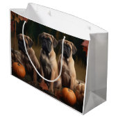 Grand Sac Cadeau Bullmastiff Chiot Automne Citrouille de plaisir (Dos Angle)
