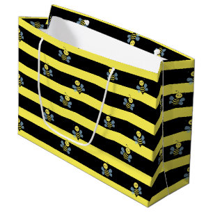Grand Sac Cadeau Bumblebebees sur Black Yellow Striped