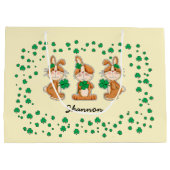 Grand Sac Cadeau Bunnies mignons avec la Saint Patrick Shamrock (Dos)