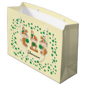 Grand Sac Cadeau Bunnies mignons avec la Saint Patrick Shamrock (Dos Angle)