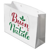Grand Sac Cadeau Buon Natale Noël rouge et vert (Dos Angle)