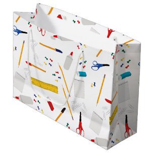 Grand Sac Cadeau Bureau scolaire et artisanat Fournitures Motif