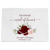 Grand Sac Cadeau Burgundy Blush Boho Roses Wedding Maid of Honor (Devant)