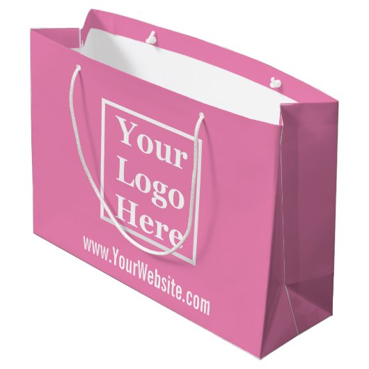 Grand Sac Cadeau Business Pink Modèle Votre logo ici (Dos Angle)