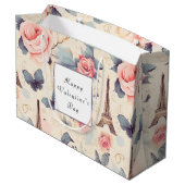 Grand Sac Cadeau Butterfly Tour Eiffel et Saint Valentin Rose (Dos Angle)
