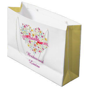 Grand Sac Cadeau Cabine de secours pour mariage de coeur aquarelle