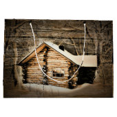 Grand Sac Cadeau Cabine Rustique En Bois Dans La Nature (Dos)