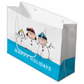 Grand Sac Cadeau cacahuètes | 3 Personne Snowman (Devant Angle)