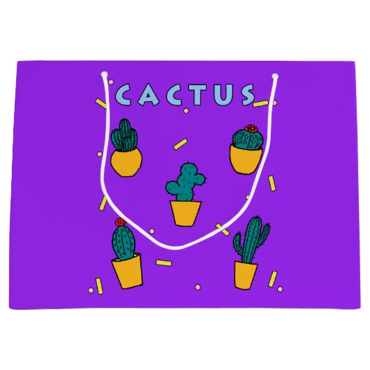 Grand Sac Cadeau Cactus (Devant)