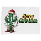 Grand Sac Cadeau Cactus de Noël (Devant)