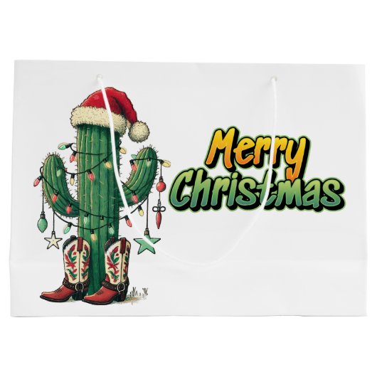 Grand Sac Cadeau Cactus de Noël (Dos)