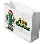 Grand Sac Cadeau Cactus de Noël (Devant Angle)