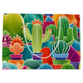 Grand Sac Cadeau Cactus en pot abstrait (Dos)