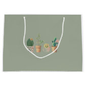 Grand Sac Cadeau Cactus simple de vert sauge (Devant)