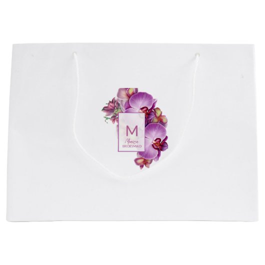 Grand Sac Cadeau Cadeau de Bridesmaid Orchidées florales (Devant)