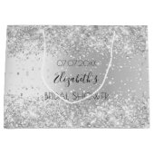 Grand Sac Cadeau Cadeau de mariage argent nom (Devant)