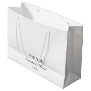 Grand Sac Cadeau Cadeau de mariage élégant et minimaliste blanc ave