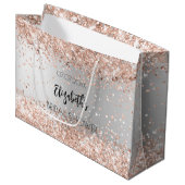 Grand Sac Cadeau Cadeau de mariage rose gold argent nom (Devant Angle)