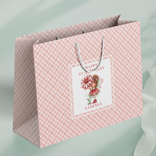 Grand Sac Cadeau Cadeau de Naissance Fleuriste Rose Fantaisiste Fée