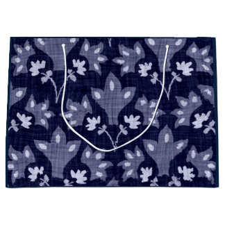 GRAND SAC CADEAU CADEAU JAPONAIS ABSTRAIT MODÈLE FLORAL EN BLEU