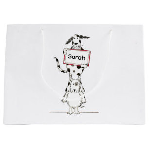 Grand Sac Cadeau Cadeau personnalisé de chien acrobate mignon