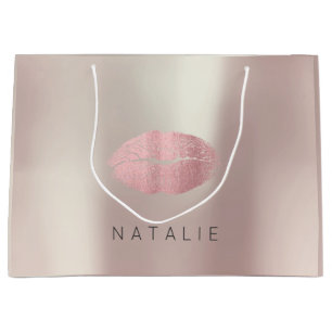 Grand Sac Cadeau Cadeau rose de faveur de lèvres de baiser de perl