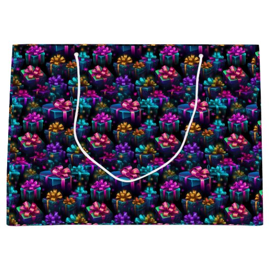 Grand Sac Cadeau Cadeaux de Noël Neon (Devant)