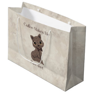 Grand Sac Cadeau Café Me Fait Purr-fect-Café Bean-Cat- Moyen