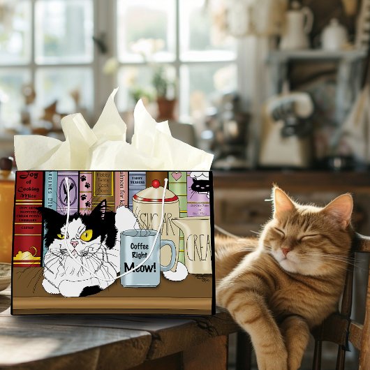 Grand Sac Cadeau Café Tuxedo Chat amusant