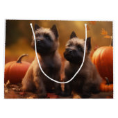 Grand Sac Cadeau Cairn Terrier Chiot Automne Citrouille de plaisir (Dos)