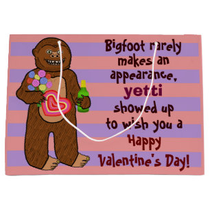 Grand Sac Cadeau Calembour drôle Sasquatch de Saint-Valentin de
