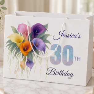 Grand Sac Cadeau Calla Lily Élégant Jalon de 30e Anniversaire