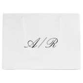 Grand Sac Cadeau Calligraphie Élégante Monogramme Invité de Mariage (Devant)