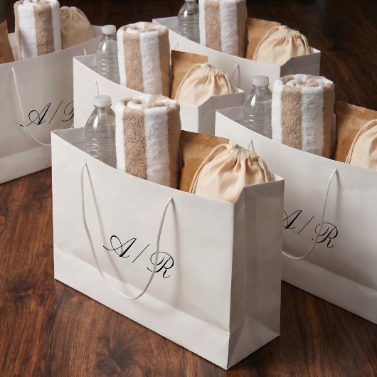 Grand Sac Cadeau Calligraphie Élégante Monogramme Invité de Mariage