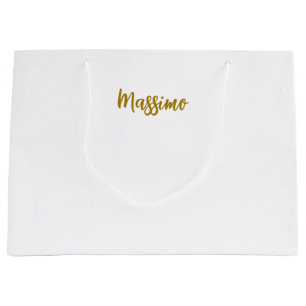 Grand Sac Cadeau Calligraphie Professionnel Élégant Couleur Or