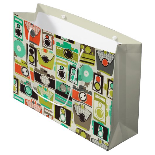 Grand Sac Cadeau Cameras Retro (Devant Angle)