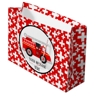 Grand Sac Cadeau Camion à feu mignon ajouter message partie d'occup