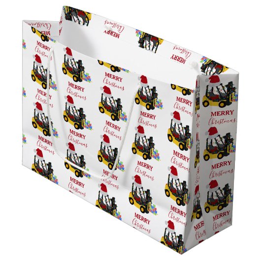 Grand Sac Cadeau Camion chariot élévateur de Noël (Devant Angle)
