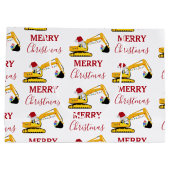 Grand Sac Cadeau Camion de construction de l'excavatrice de Noël (Dos)