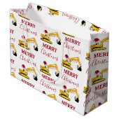 Grand Sac Cadeau Camion de construction de l'excavatrice de Noël (Dos Angle)